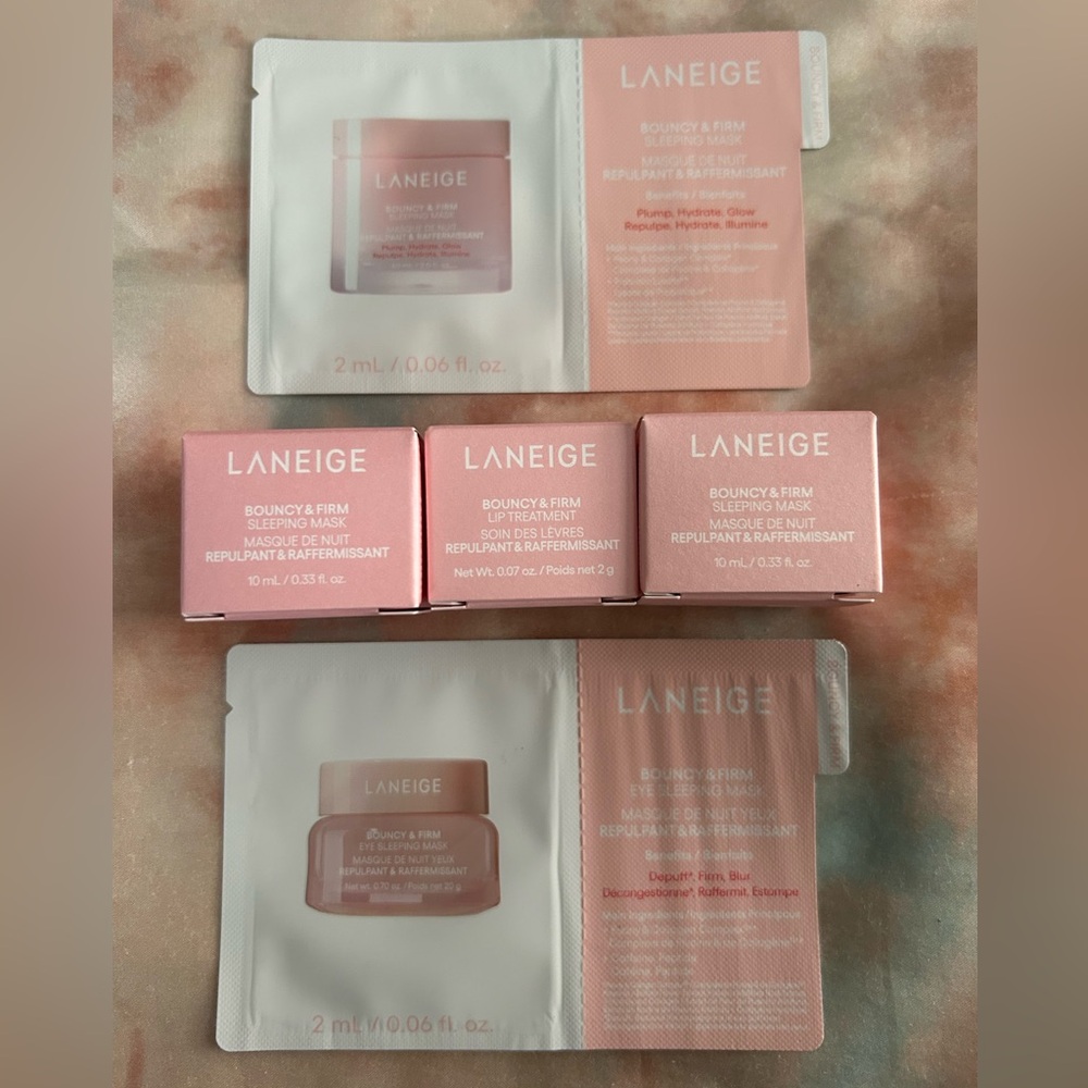 LANEIGE Bouncy & Firm Bundle - Sleeping Mask (2) & Lip Treatment (1) + samples